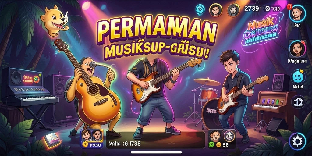Tampilan gameplay seru dalam aplikasi Music 2739 yang menghibur.