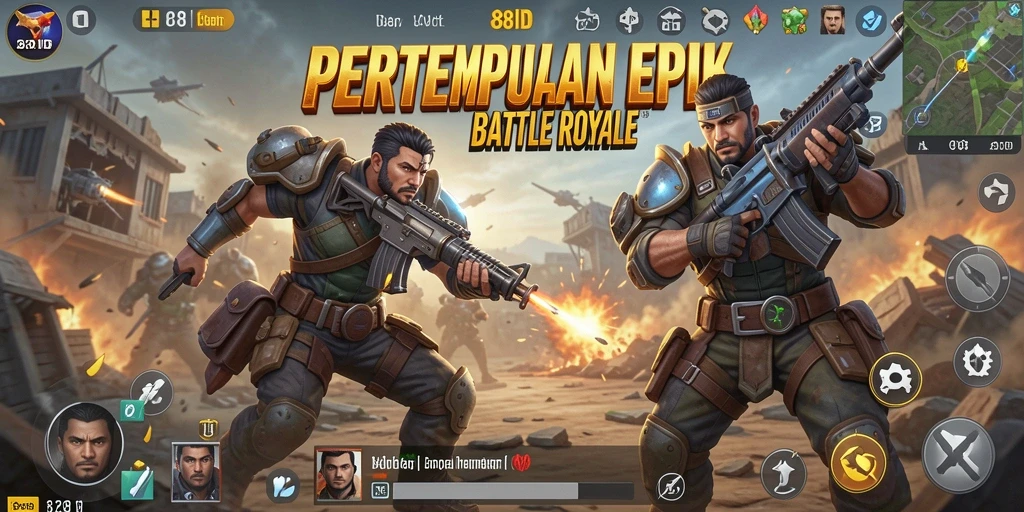 Tampilan gameplay mendebarkan dari 88ID di arena Battle Royale.