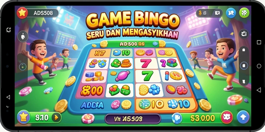 Screenshot dari gameplay seru di ADS508, memperlihatkan keseruan bermain Bingo.