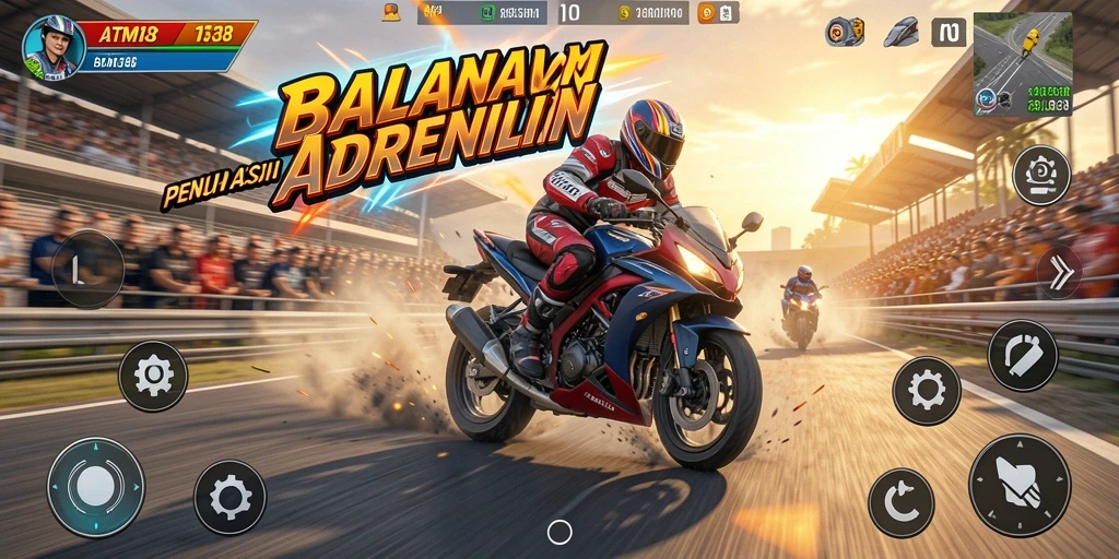 Tampilkan gameplay balapan motor yang mendebarkan di ATM138.