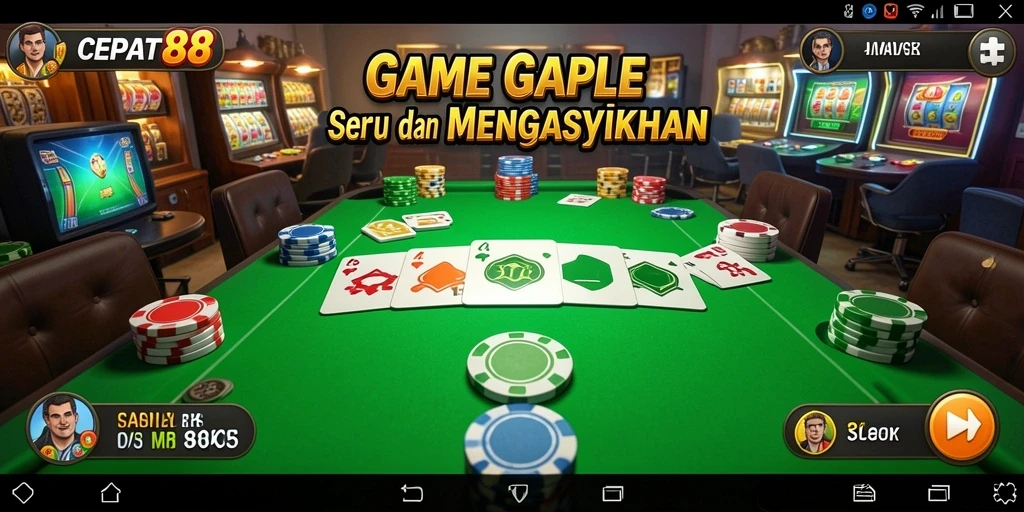 Tampilan menarik dari gameplay Gaple di CEPAT88.