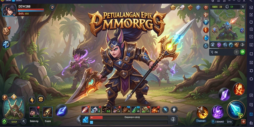 Tampilan gameplay mendebarkan dari DEWI288 dalam petualangan MMORPG.