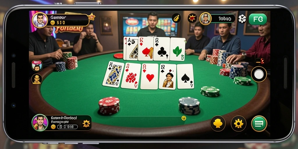 Tampilan gameplay Poker yang mendebarkan di FO8.