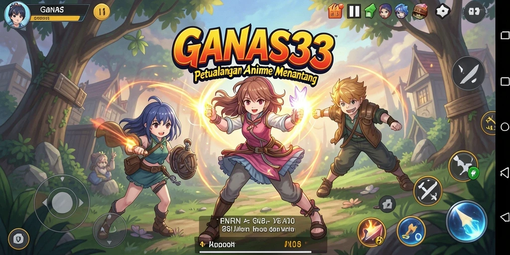Screenshot menunjukkan karakter anime dalam pertempuran epik.