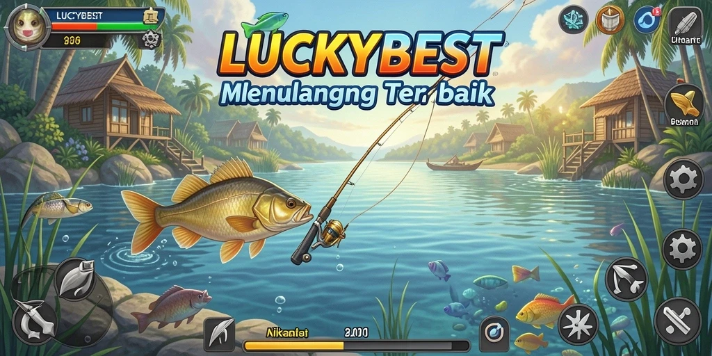 Gameplay seru LUCKYBEST dengan aksi memancing yang intens.