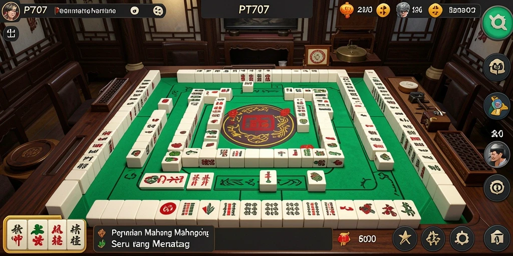 Screenshot utama PT707 menampilkan gameplay Mahjong yang seru dan interaktif.