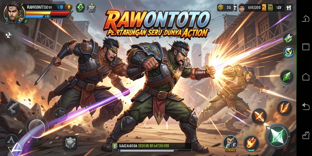 Tampilan gameplay mendebarkan dan penuh aksi dalam RAWONTOTO.
