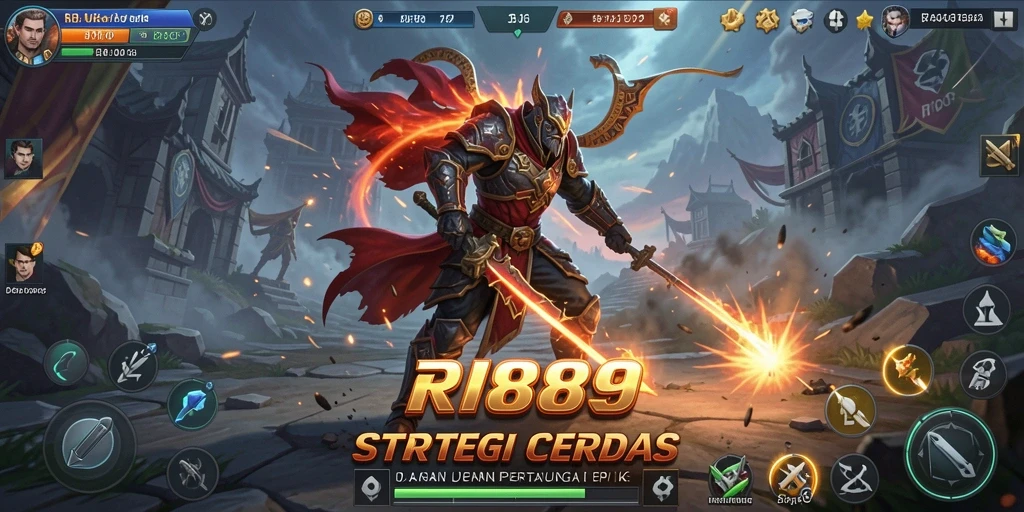 Tangkapan layar gameplay RI889 menampilkan pertempuran strategi yang intens.